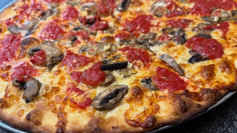 Mushroom pizza from Papa's Tomato Pies restaurant