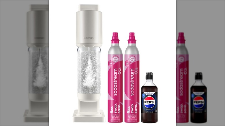 The SodaStream Fresh Sparkling Water Maker Bundle on white background
