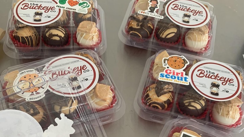 Various plastic packages of Buckeye candy from the Buckeye Co. in Ohio