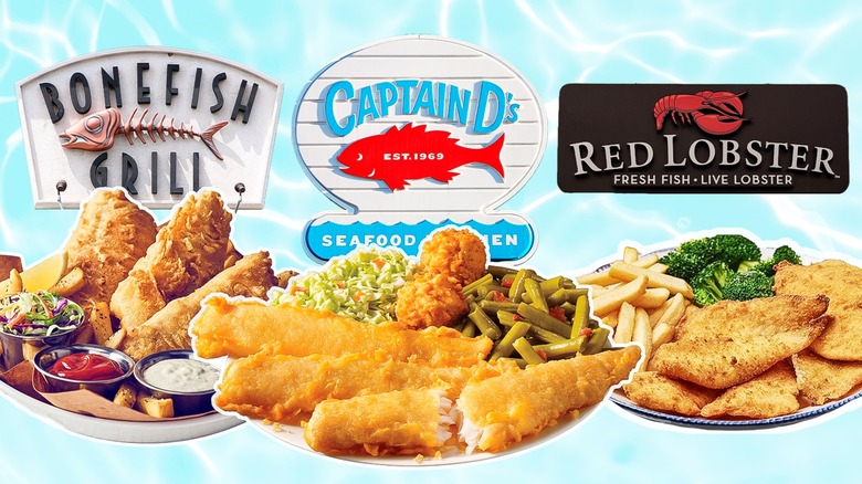 Logos and meals from Bonefish Grill, Captain D's, and Red Lobster.
