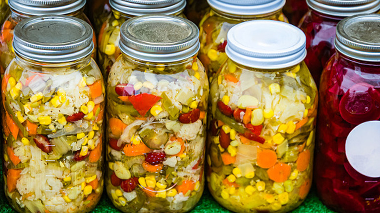 Jars of homemade chow chow