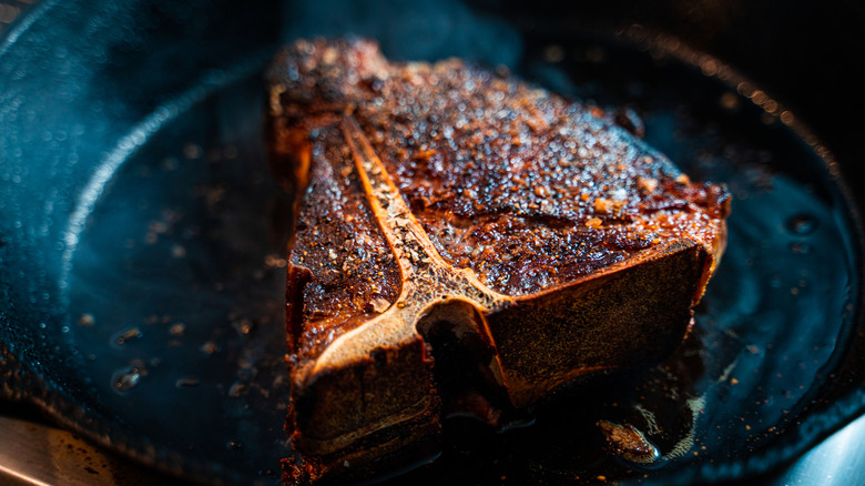 Steak in a cast iron pan