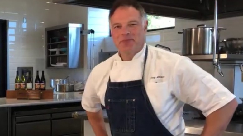 A screen shot of Chef Joey Altman in an industrial kitchen