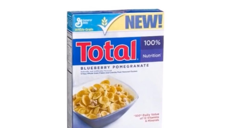 Box of General Mills Total Blueberry Pomegranate Cereal