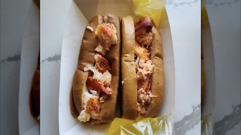Two lobster rolls, side by side, at Angie's Lobster