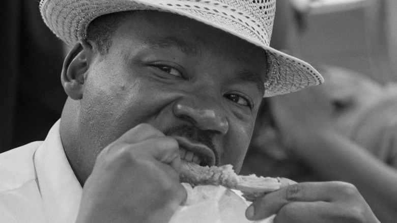 Martin Luther King Jr. eating fried chicken