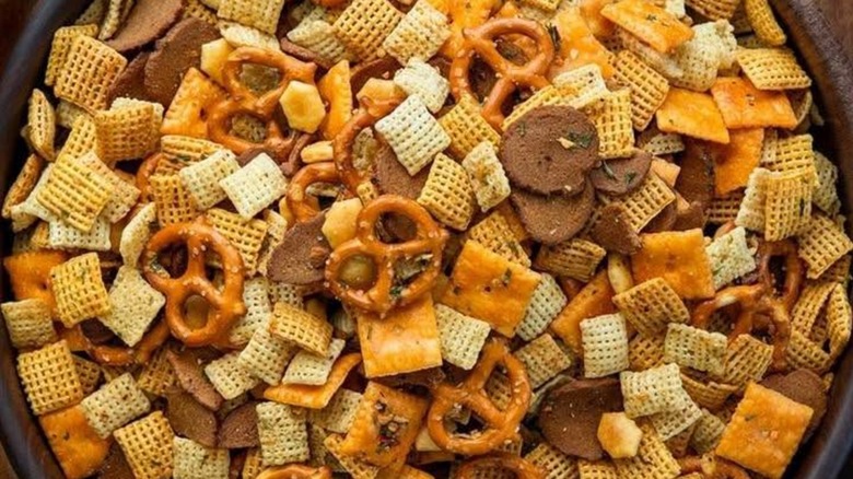 Cowboy Butter Snack Mix with Chex Mix, Pretzels, Cheez-Its