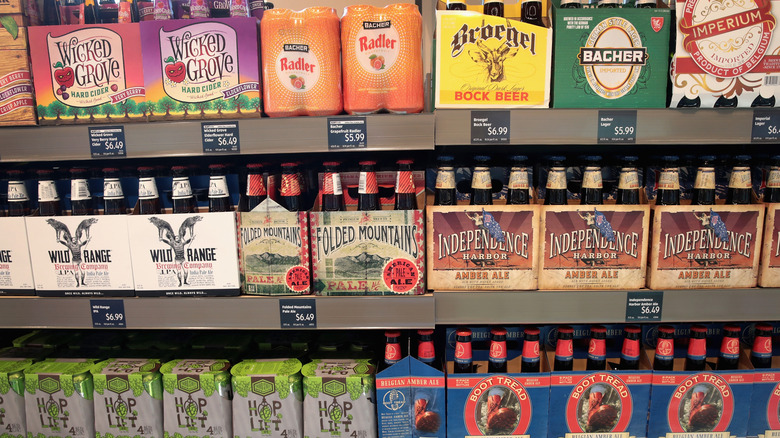 Craft beer stocked in an aisle at Aldi in Chicago