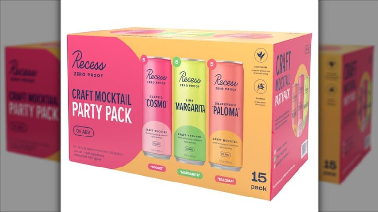 Recess zero proof craft mocktail variety pack on a white background.