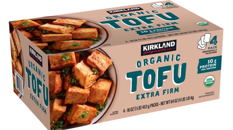 Kirkland Signature Organic Extra Firm Tofu in package on white background