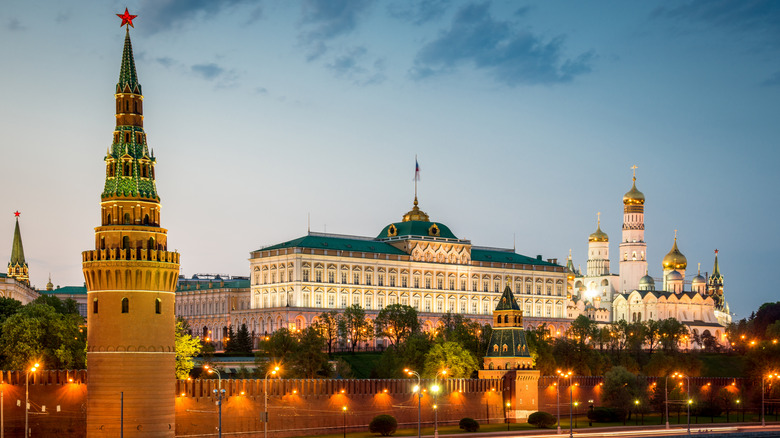The Kremlin illuminated in Moscow, Russia