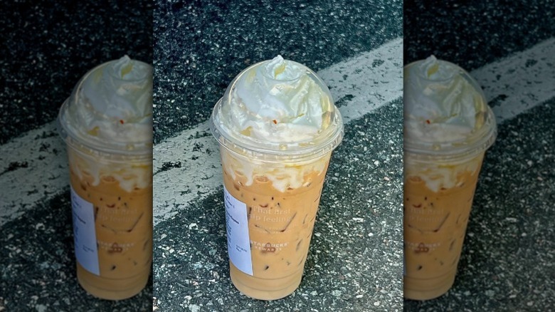 An iced doppio espresso in a cup from Starbucks