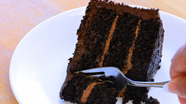 a slice of chocolate cake