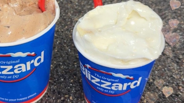 Hawaiian Blizzard beside a Samoa Blizzard in background, both from Dairy Queen