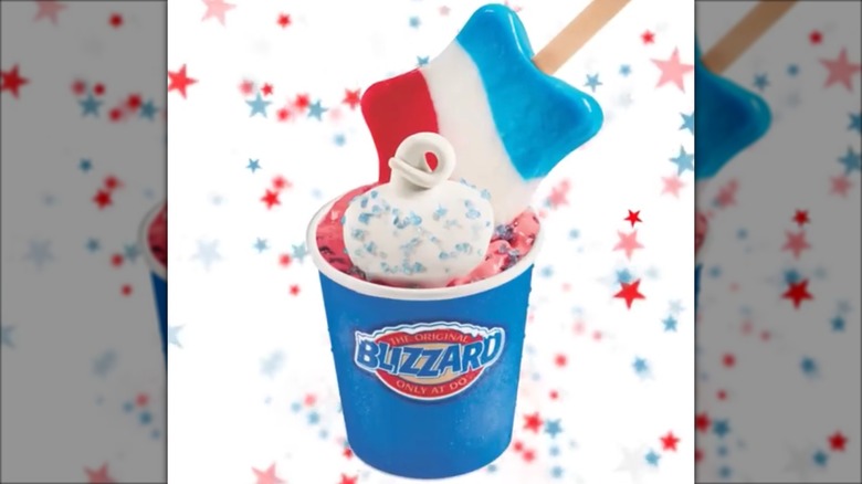 Star Spangled Blizzard from Dairy Queen with red and blue stars in background