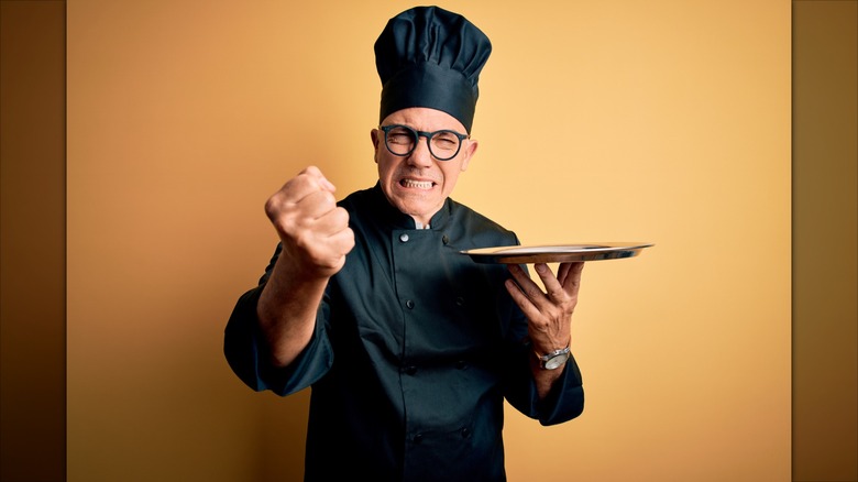 Chef holding a tray