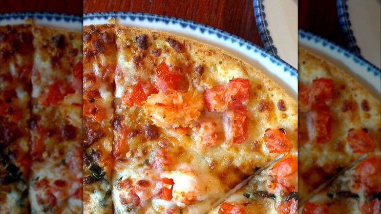A close-up shot of Red Lobster Lobster Pizza