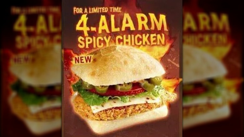 Advertisment for Wendy's 4-Alarm Spicy Chicken sandwich
