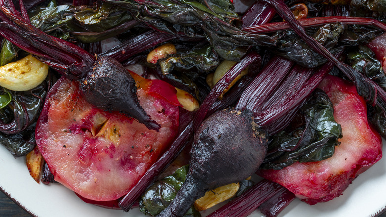 Roasted beets on a white plate