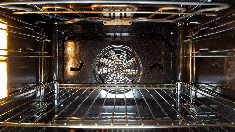 Inside view of a convection oven