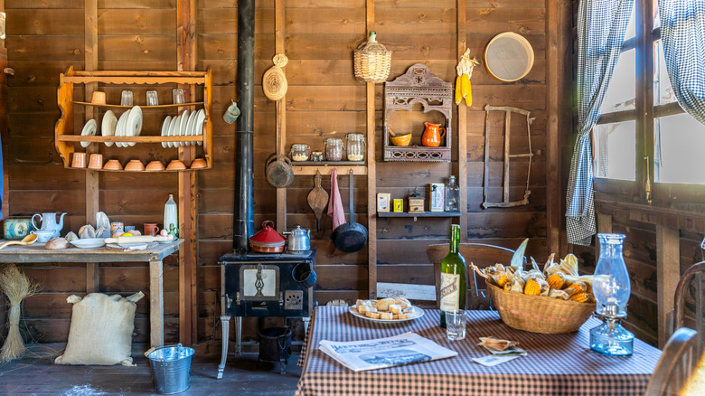 A recreation of a kitchen in the Old West.
