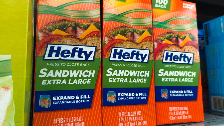 Boxes of Hefty sandwich bags