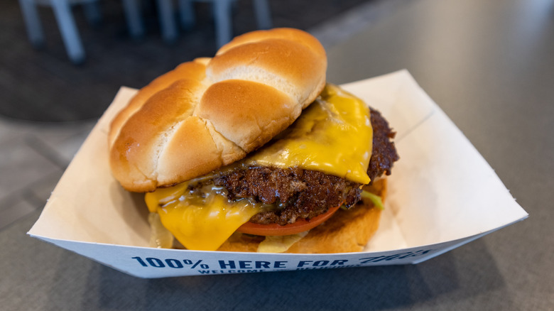 Culver's burger in a boat