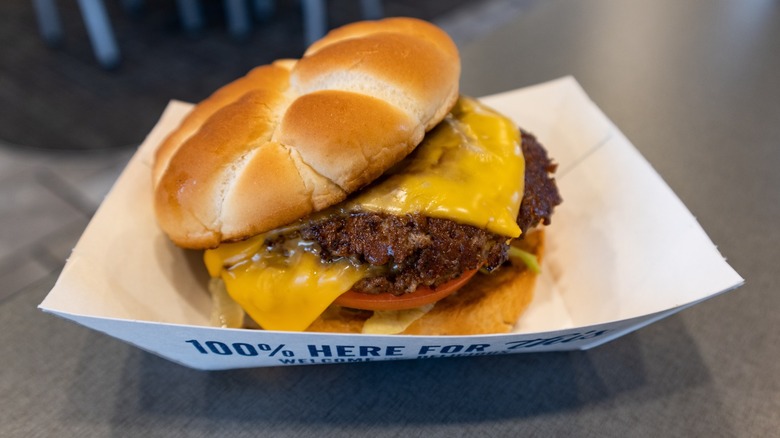 Culver's Double Butter Burger with Cheese inside the Chain Restaurant