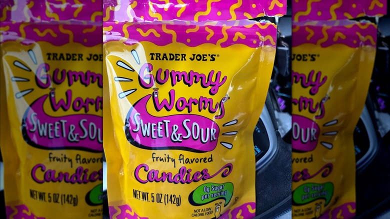 Bag of Trader Joe's sweet and sour gummy worms