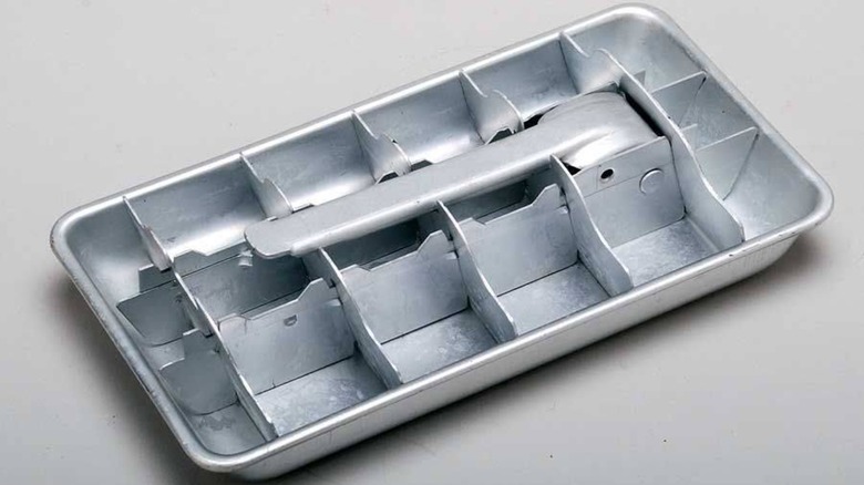 Vintage aluminum lever ice tray