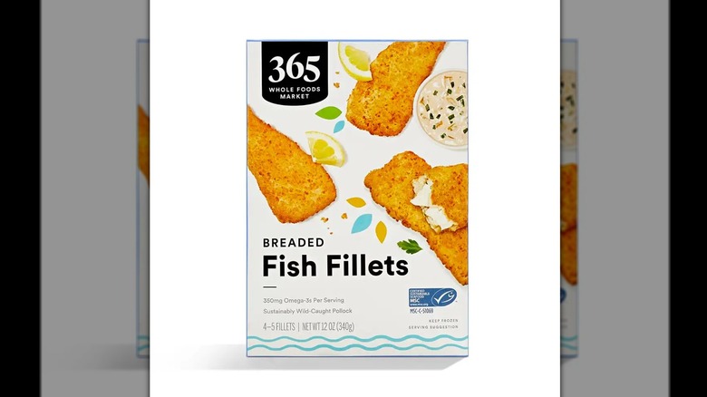 Box of Whole Foods Market 365 breaded fish fillets