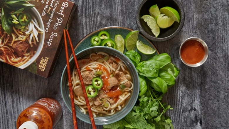 Beef Pho Soup bowl and box from Trader Joe's