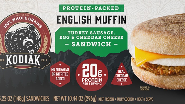 Package of Kodiak Turkey Sausage, Egg & Cheddar Cheese Sandwiches