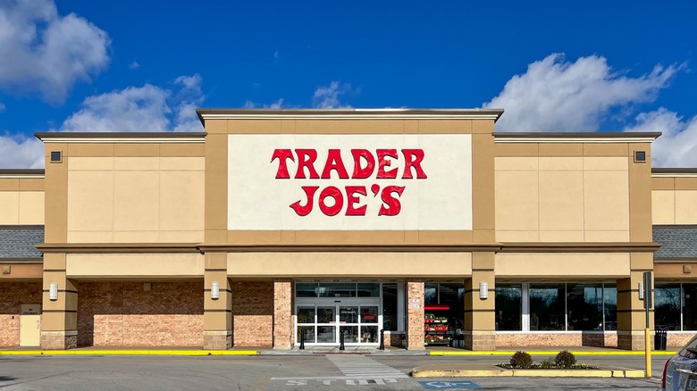 Trader Joe's exterior in daylight with blue sky