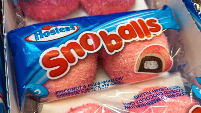 Packages of pink Hostess Snoballs