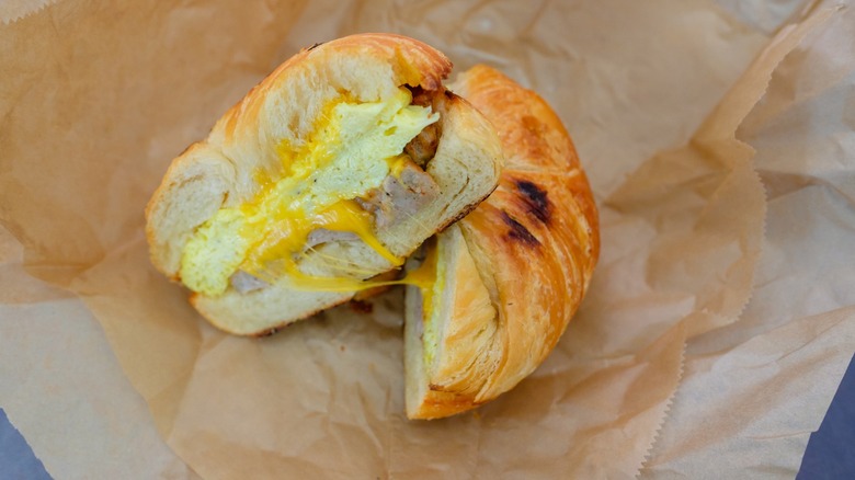 Breakfast sandwich on a cragel