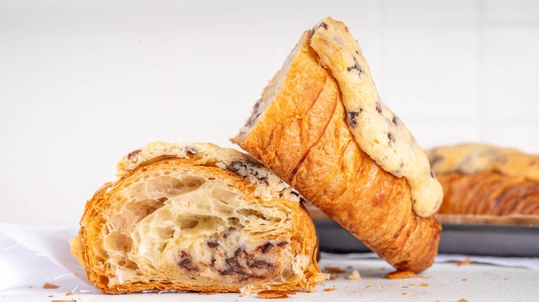 A flaky crookie cut in half