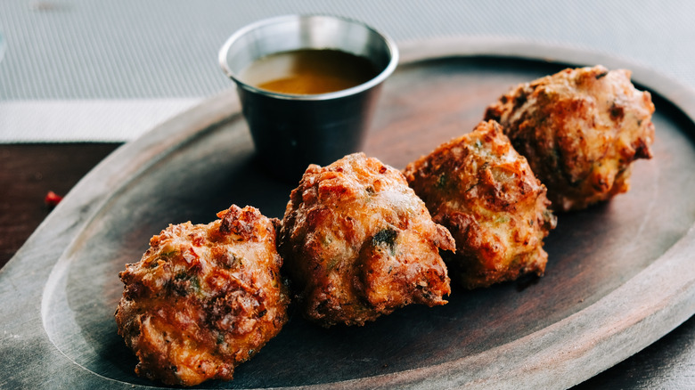 Conch fritters with dipping sauce