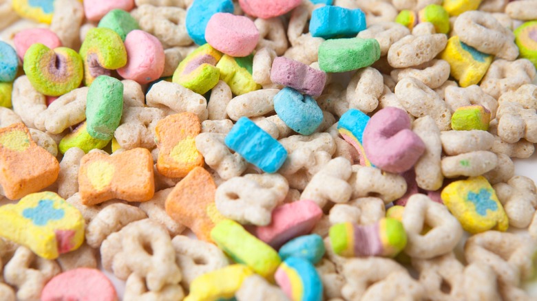 Closeup of Lucky Charms Cereal