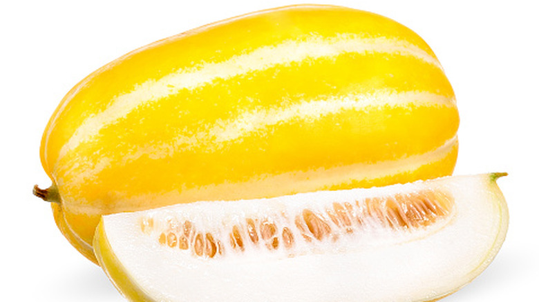 Korean melon against a white background