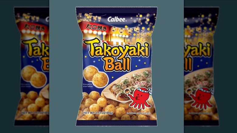 Takoyaki Ball snack against a white background (mirrored)