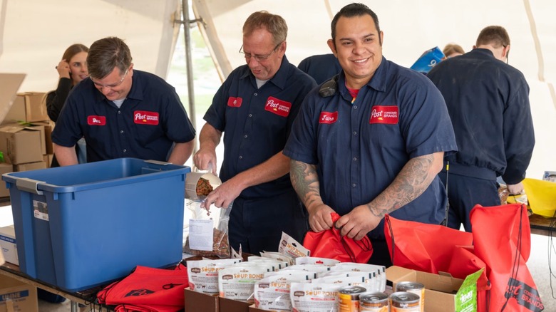 Post Consumer Brands employees packaging food for the "Ingredients for Good" initiative