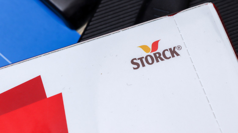 Corner of Storck company folder with its logo