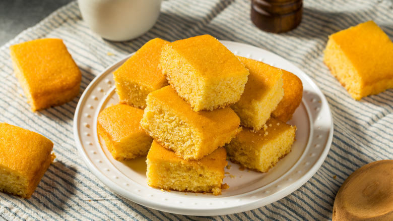 Stack of squares of cornbread