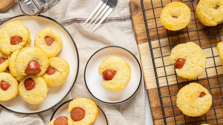 Cornbread with hot dogs