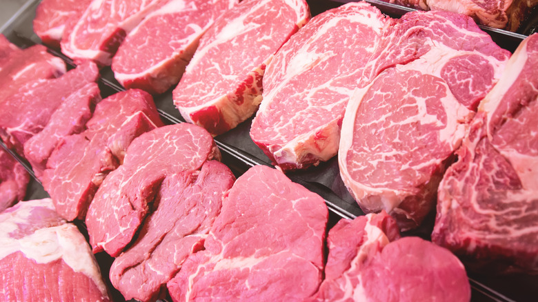 Fresh assorted cuts of beef