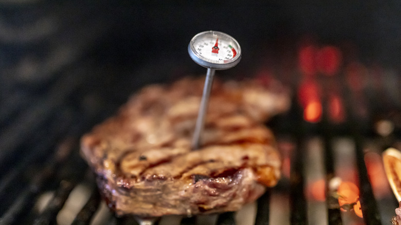 Food thermometer in beef