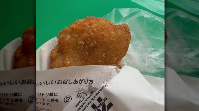 7-Eleven nanachiki served in a paper pouch.