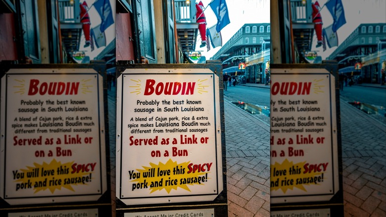 Sign for boudin in French Quarter, New Orleans