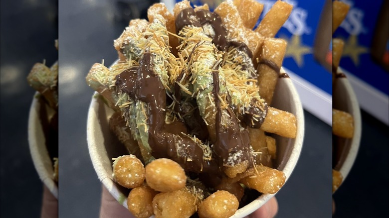 Dubai chocolate funnel cake fries from State Fair of Texas
